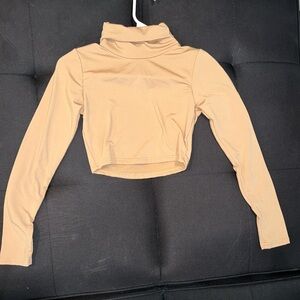 SHEIN Tan Long Sleeve Crop Top